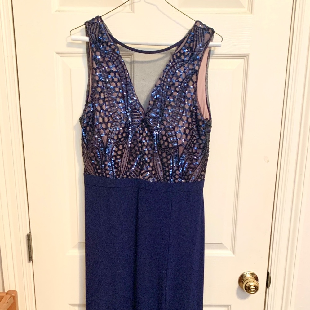 BLUE SEQUIN PROM DRESS